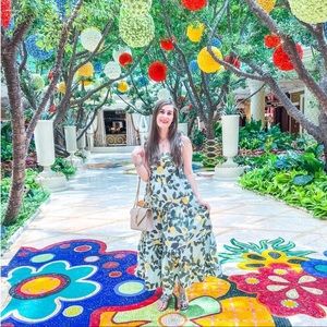 MINTY LEMON PRINTED TIE-STRAP MAXI DRESS